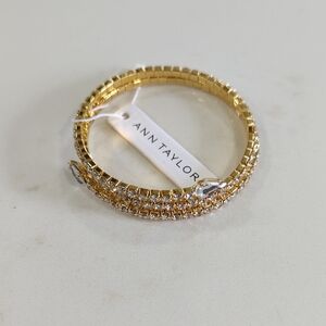 Ann Taylor Gold and Clear Crystal Wrap Bracelet